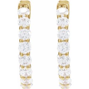 14K Yellow Gold 2 1/5 CTW Lab-Grown Diamond Inside-Outside 19.7 mm Hoop Earrings