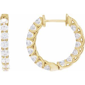 14K Yellow Gold 2 1/5 CTW Lab-Grown Diamond Inside-Outside 19.7 mm Hoop Earrings