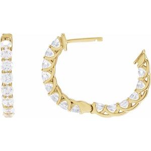 14K Yellow Gold 2 1/5 CTW Lab-Grown Diamond Inside-Outside 19.7 mm Hoop Earrings