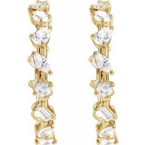 14K Yellow Gold 2 CTW Lab-Grown Diamond 24.4 mm Hoop Earrings
