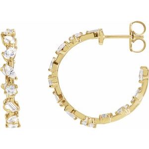 14K Yellow Gold 2 CTW Lab-Grown Diamond 24.4 mm Hoop Earrings
