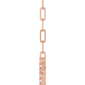 14K Rose Gold .05 CTW Natural Diamond Sideways Cross 18" Necklace