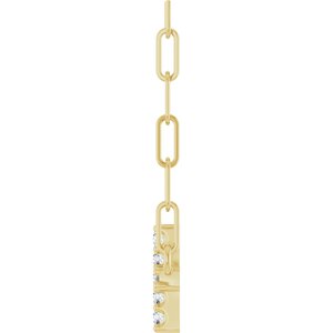 14K Yellow Gold .05 CTW Natural Diamond Sideways Cross 18" Necklace