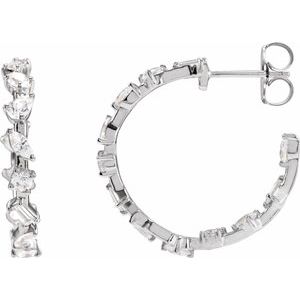 14K White Gold 2 CTW Lab-Grown Diamond 24.4 mm Hoop Earrings