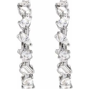 14K White Gold 2 CTW Lab-Grown Diamond 24.4 mm Hoop Earrings
