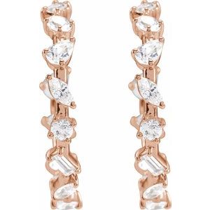 14K Rose Gold 2 CTW Lab-Grown Diamond 24.4 mm Hoop Earrings