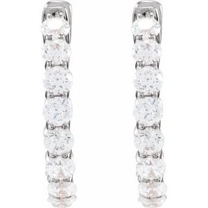 14K White Gold 2 1/5 CTW Natural Diamond Inside-Outside 19.7 mm Hoop Earrings