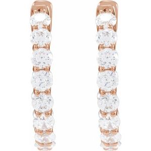 14K Rose Gold 2 1/5 CTW Lab-Grown Diamond Inside-Outside 19.7 mm Hoop Earrings