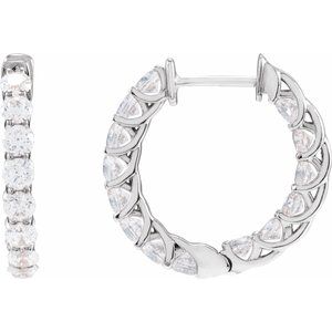 14K White Gold 2 1/5 CTW Natural Diamond Inside-Outside 19.7 mm Hoop Earrings