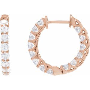 14K Rose Gold 2 1/5 CTW Lab-Grown Diamond Inside-Outside 19.7 mm Hoop Earrings