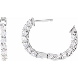 14K White Gold 2 1/5 CTW Natural Diamond Inside-Outside 19.7 mm Hoop Earrings