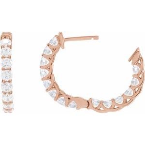 14K Rose Gold 2 1/5 CTW Lab-Grown Diamond Inside-Outside 19.7 mm Hoop Earrings