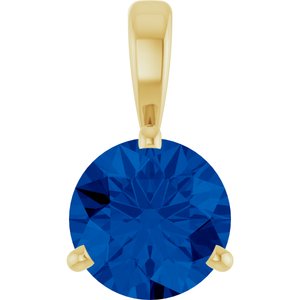 14K Yellow Gold Lab-Grown Blue Sapphire Pendant