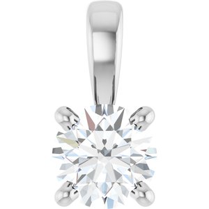 14K White Gold 1/4 CT Lab-Grown Diamond Pendant