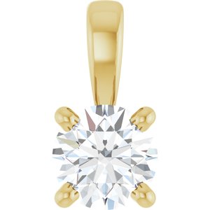 14K Yellow Gold 1/4 CT Natural Diamond Pendant