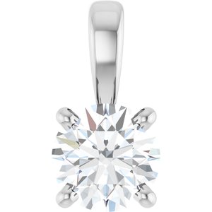 14K White Gold 1/3 CT Natural Diamond Pendant