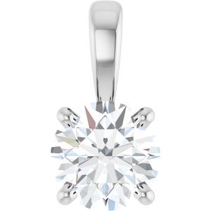 14K White Gold 1/2 CT Natural Diamond Pendant