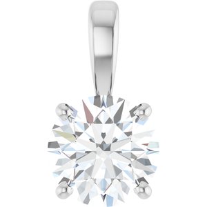 14K White Gold 1 CT Natural Diamond Pendant