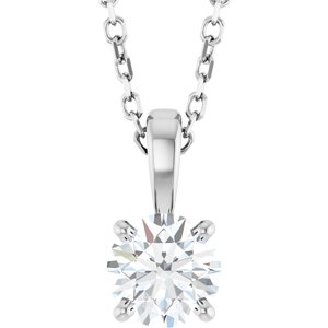 14K White Gold 1/2 CT Natural Diamond 18" Necklace
