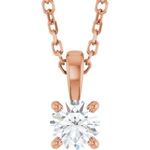 14K Rose Gold 1/4 CT Natural Diamond 18" Necklace