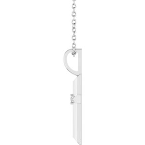 Platinum .0075 CT Natural Diamond Cross 16-18" Necklace