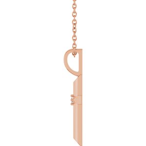 14K Rose Gold .0075 CT Natural Diamond Cross 16-18" Necklace