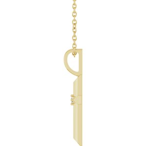14K Yellow Gold .0075 CT Natural Diamond Cross 16-18" Necklace