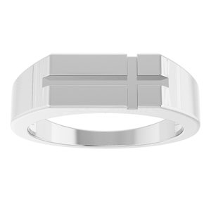 Platinum Rectangle Cross Signet Ring