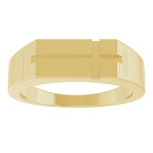 14K Yellow Gold Rectangle Cross Signet Ring
