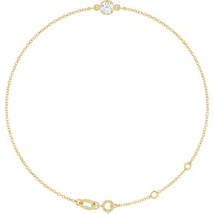 14K Yellow Gold Natural White Sapphire 6 1/2-7 1/2" Bracelet
