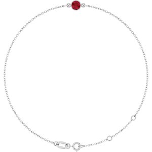 14K White Gold Natural Ruby 6 1/2-7 1/2" Bracelet