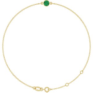 14K Yellow Gold Natural Emerald 6 1/2-7 1/2" Bracelet