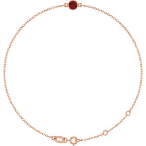 14K Rose Gold Natural Mozambique Garnet 6 1/2-7 1/2" Bracelet