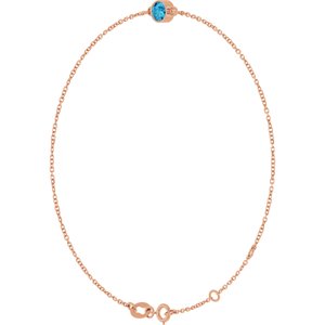 14K Rose Gold Natural Blue Zircon 6 1/2-7 1/2" Bracelet