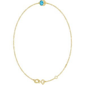 14K Yellow Gold Natural Aquamarine 6 1/2-7 1/2" Bracelet