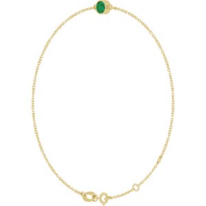 14K Yellow Gold Lab-Grown Emerald 6 1/2-7 1/2" Bracelet