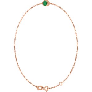 14K Rose Gold Natural Emerald 6 1/2-7 1/2" Bracelet
