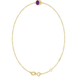 14K Yellow Gold Natural Amethyst 6 1/2-7 1/2" Bracelet
