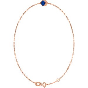 14K Rose Gold Natural Blue Sapphire 6 1/2-7 1/2" Bracelet