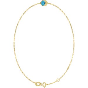 14K Yellow Gold Natural Blue Zircon 6 1/2-7 1/2" Bracelet