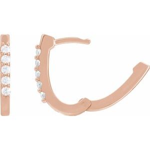 14K Rose Gold 1/6 CTW Natural Diamond 15.1 mm Hoop Earrings