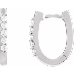 Sterling Silver 1/6 CTW Natural Diamond 15.1 mm Hoop Earrings
