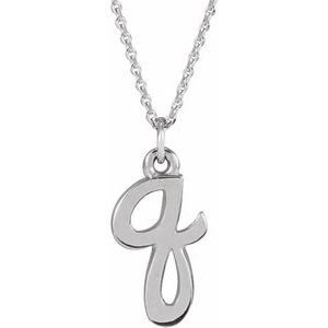 14K White Gold Petite Initial Q 16" Necklace