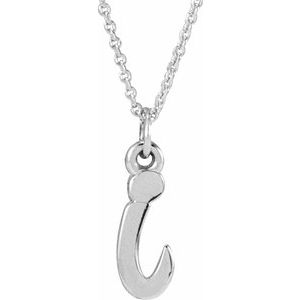 14K White Gold Petite Initial I 16" Necklace