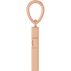 14K Rose Gold Beaded Cross Pendant