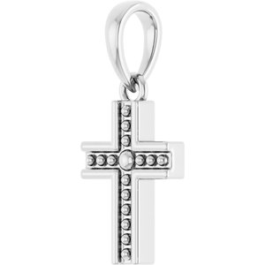 Platinum Beaded Cross Pendant