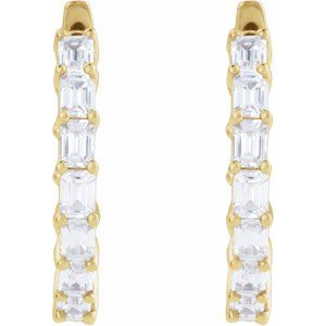 14K Yellow Gold 3 CTW Lab-Grown Diamond Inside-Outside 21.2 mm Hoop Earrings