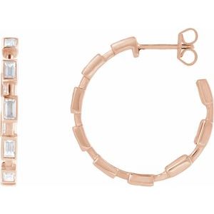14K Rose Gold 1 1/4 CTW Lab-Grown Diamond 24.5 mm Hoop Earrings