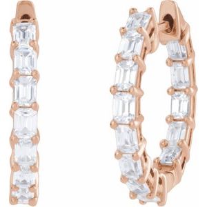 14K Rose Gold 3 CTW Lab-Grown Diamond Inside-Outside 21.2 mm Hoop Earrings