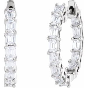 14K White Gold 3 CTW Lab-Grown Diamond Inside-Outside 21.2 mm Hoop Earrings